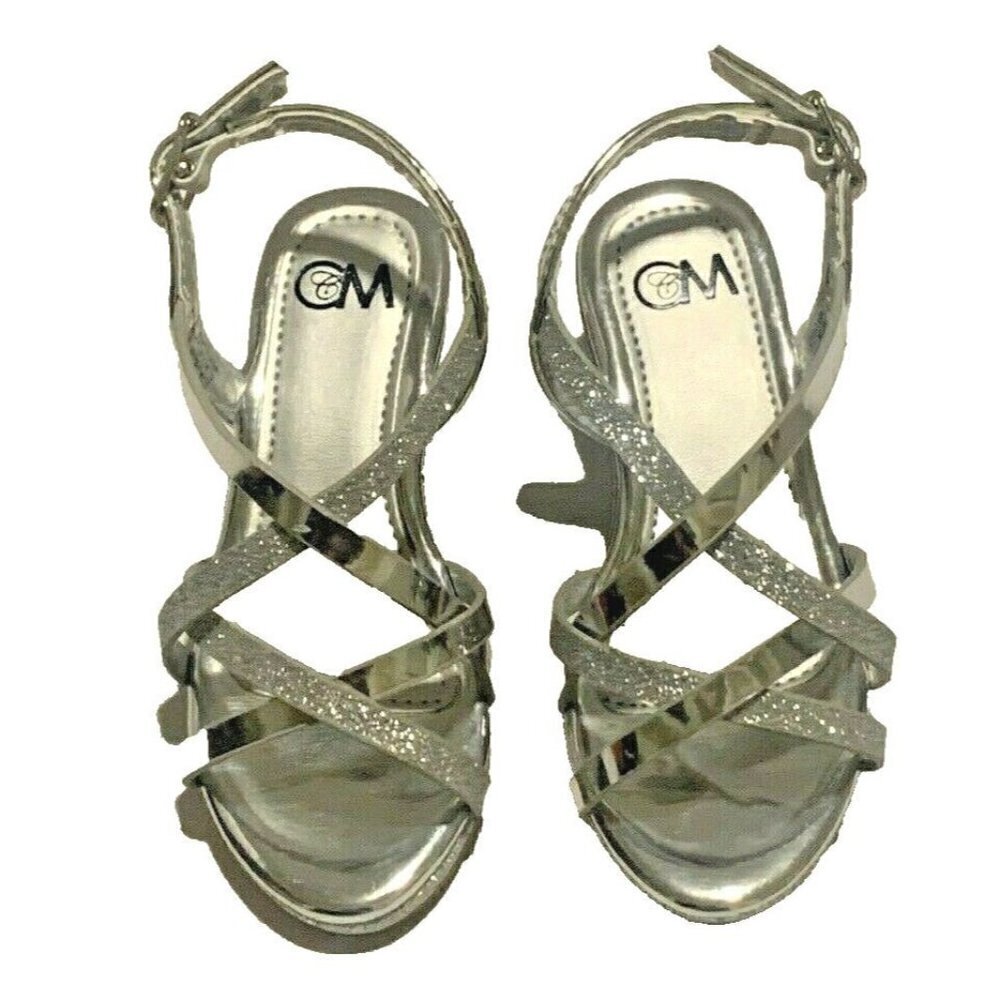 Chelsea Moreland Toddler Girls Wedge Sandals Size 7M Silver Glittery Party